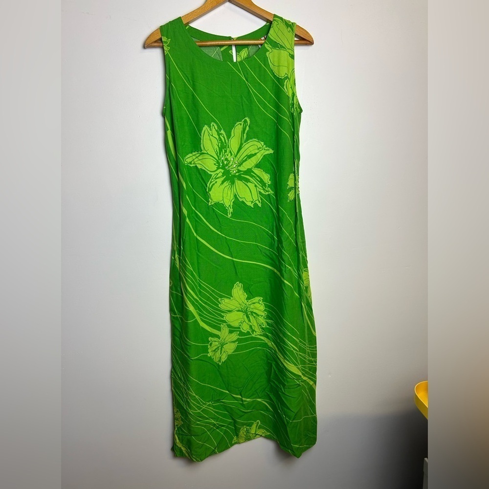 VTG Y2K R&K Originals Midi Dress Women Size 10 Beaded‎ Sequins Floral Slits Hem